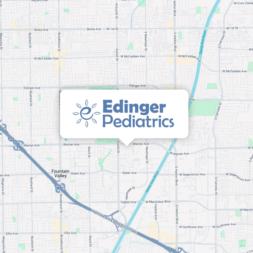 Edinger Pediatrics in Fountain Valley, Map